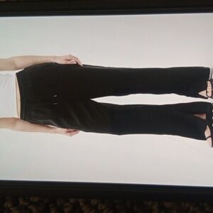 Athleta Retreat Linen High Rise Wide Leg Relax Fit Black Vacation Resort Sz M/P